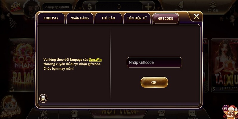 Nhập giffcode SUNWIN nhận thưởng dễ dàng